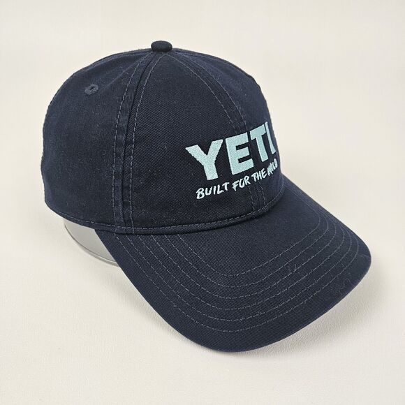 Yeti Coolers Leather Strap Full Panel Low Pro Hat Cap Adjustable OSFM Navy Blue - Picture 3 of 8
